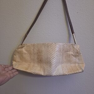 Bottega Veneta Beige Snakeskin Shoulder Bag